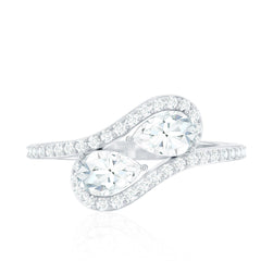2.5 CT Pear Cut Two Stone Zircon Bypass Engagement Ring