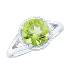 Natural 2 Carat Peridot Solitaire Engagement Ring with Split Shank