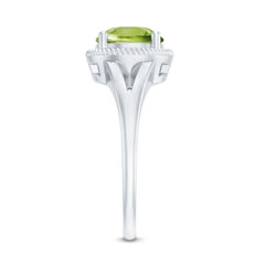 Natural 2 Carat Peridot Solitaire Engagement Ring with Split Shank