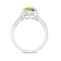 Natural 2 Carat Peridot Solitaire Engagement Ring with Split Shank
