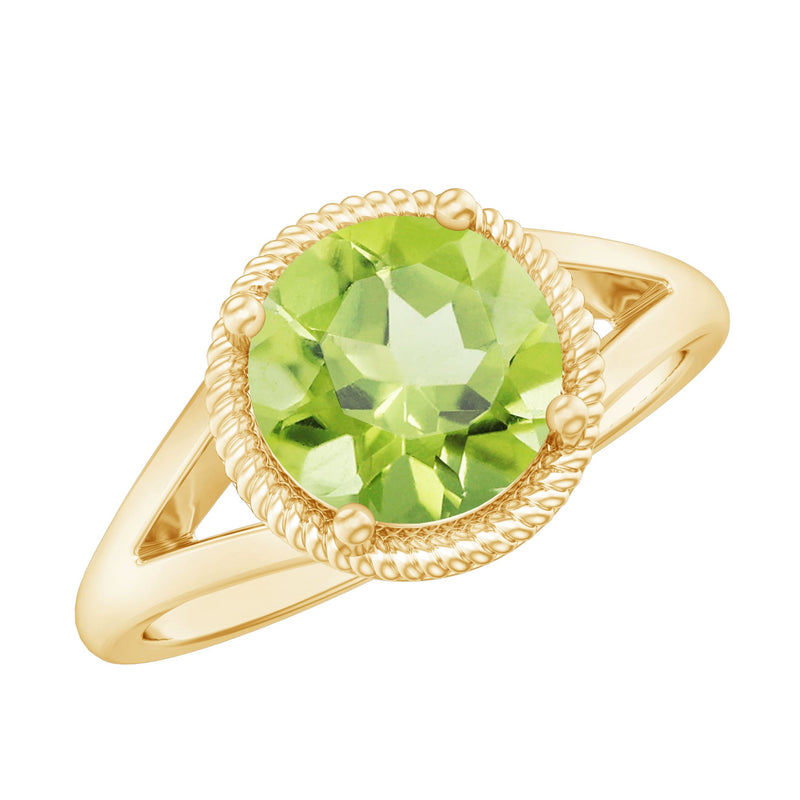 Natural 2 Carat Peridot Solitaire Engagement Ring with Split Shank