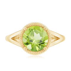 Natural 2 Carat Peridot Solitaire Engagement Ring with Split Shank