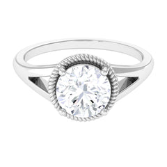 2 CT Round Cubic Zirconia Solitaire Gold Ring in Split Shank