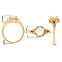 2 CT Round Cubic Zirconia Solitaire Gold Ring in Split Shank