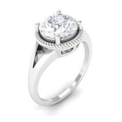2 CT Round Cubic Zirconia Solitaire Gold Ring in Split Shank