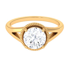 2 CT Round Cubic Zirconia Solitaire Gold Ring in Split Shank