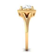 2 CT Round Cubic Zirconia Solitaire Gold Ring in Split Shank