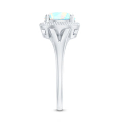 Certified Real 8 mm Round Ethiopian Opal Split Shank Engagement Ring with Twisted Rope