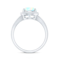 Certified Real 8 mm Round Ethiopian Opal Split Shank Engagement Ring with Twisted Rope
