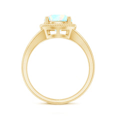 Certified Real 8 mm Round Ethiopian Opal Split Shank Engagement Ring with Twisted Rope