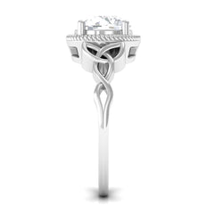 8 MM Round Zircon Solitaire Twisted Rope Ring with Gold Celtic Details
