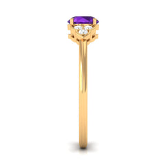 Round Amethyst and Diamond Engagement Ring