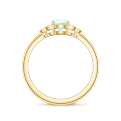 Natural Ethiopian Rainbow Opal Engagement Ring with Diamond Trio