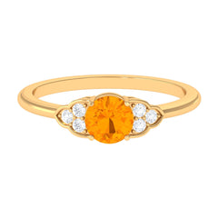 1 CT Fire Opal Engagement Ring with Diamond Trio