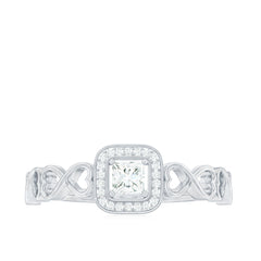 Certified Princess Cut Moissanite Infinity Engagement Ring