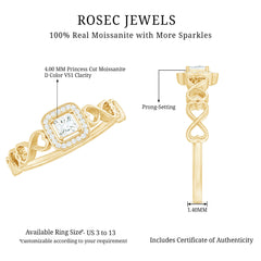 Certified Princess Cut Moissanite Infinity Engagement Ring