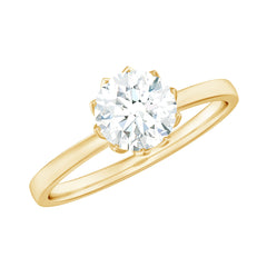 1 CT Simulated Diamond Solitaire Ring in Lotus Basket Setting