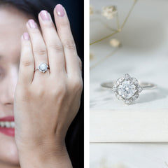 Vintage Inspired Moissanite Engagement Ring With Certificate