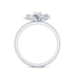 1/4 CT Round Cut Cubic Zirconia and Gold Flower Engagement Ring