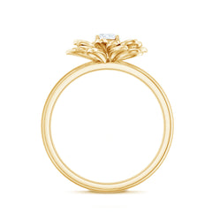1/4 CT Round Cut Cubic Zirconia and Gold Flower Engagement Ring