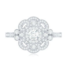 Certified Moissanite Antique Looking Engagement Ring for Women