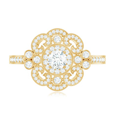 Certified Moissanite Antique Looking Engagement Ring for Women