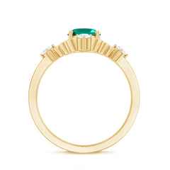 Vintage Inspired 1 Ct Lab Grown Emerald Oval Engagement Ring with Diamond