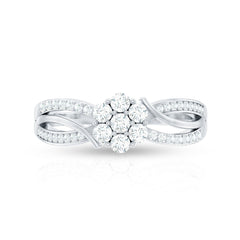 Certified Moissanite Flower Engagement Ring in Infinity Shank