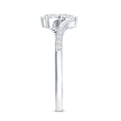 Certified Moissanite 2 Stone Promise Ring in Bypass Shank