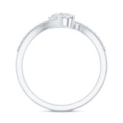 Certified Moissanite 2 Stone Promise Ring in Bypass Shank