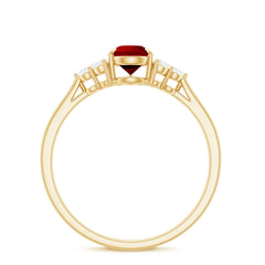Pear Shaped Lab Ruby Engagement Ring with Diamond Trio