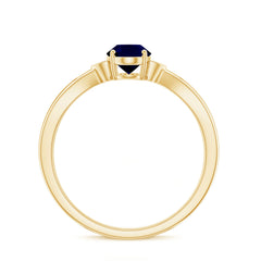 Oval Shape Real Blue Sapphire Solitaire Ring with Diamond