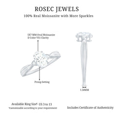 Oval Moissanite Solitaire Engagement Ring with Certificate