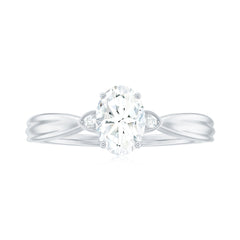 Oval Moissanite Solitaire Engagement Ring with Certificate