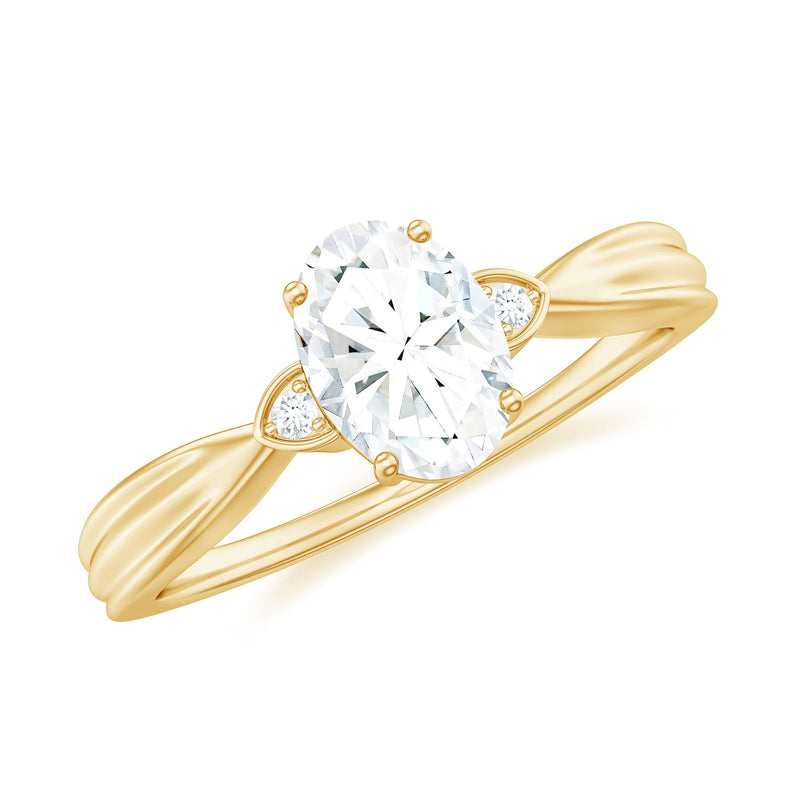 Oval Moissanite Solitaire Engagement Ring with Certificate