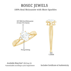 Oval Moissanite Solitaire Engagement Ring with Certificate