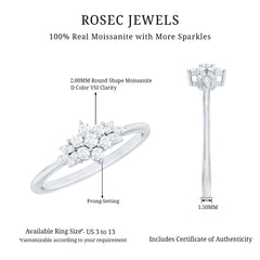 Certified Moissanite Flower Cluster Ring for Women