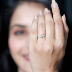 Certified Moissanite Flower Cluster Ring for Women
