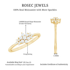 Certified Moissanite Flower Cluster Ring for Women