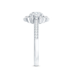 Round Certified Moissanite Flower Engagement Ring