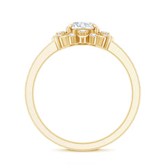 Round Certified Moissanite Flower Engagement Ring