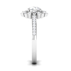 1.5 CT Round Certified Zircon Flower Engagement Ring