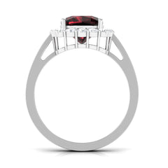 Real 8mm Garnet Cushion Cut Engagement Ring with Diamond Halo