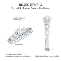 Vintage Crossover Engagement Ring with Cubic Zirconia