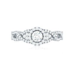 Vintage Crossover Engagement Ring with Cubic Zirconia