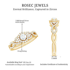 Vintage Crossover Engagement Ring with Cubic Zirconia
