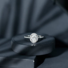 Oval Brilliant Cut Moissanite Classic Engagement Ring