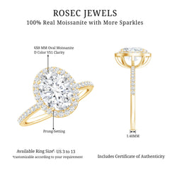 Oval Brilliant Cut Moissanite Classic Engagement Ring