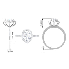 Oval Zircon Classic Halo Engagement Ring