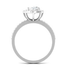 Oval Zircon Classic Halo Engagement Ring